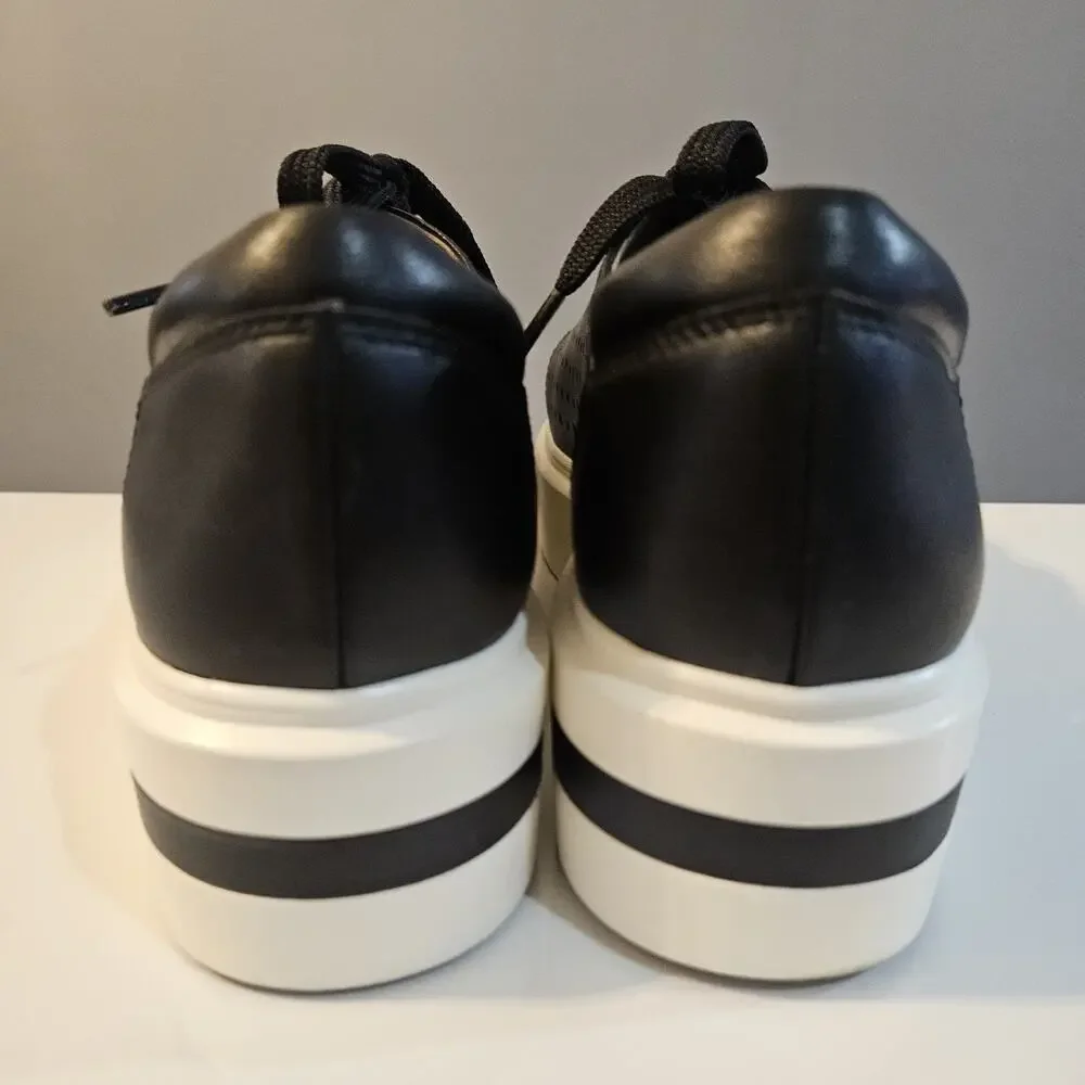 Linea Paolo Black Perforated Womens Lace-Up Platform Sneakers Size 9M - Picture 6 of 14